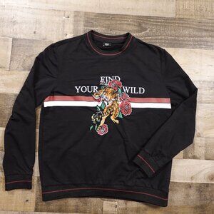DeFacto Studio “Find Your Wild” Tiger Graphic Sweatshirt –‎ Size XL Black Slim